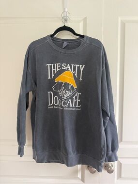 Women's Gray Graphic Crew Sweatshirt with Yellow Hat